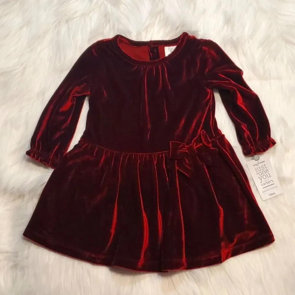 Carter's just one you Girls  Burgundy Velvet Dress